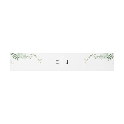 Chique Groene Monogram Uitnodiging Buikband Uitnodigingen Wikkel (Vlak)