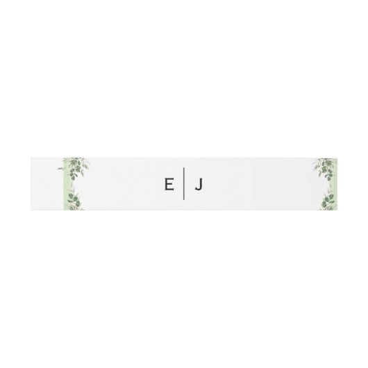 Chique groene monogram uitnodiging tailleband uitnodigingen wikkel (Vlak)