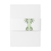 Chique groene monogram uitnodiging tailleband uitnodigingen wikkel (Achterkant Voorbeeld)