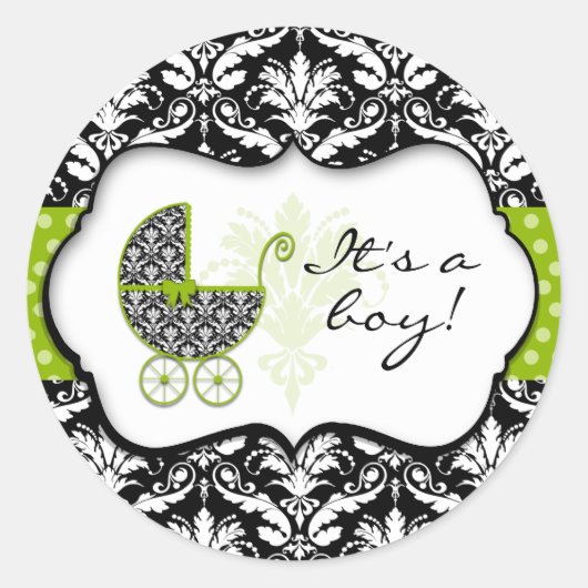 Chique groene polka dot damast Stickers (Voorkant)