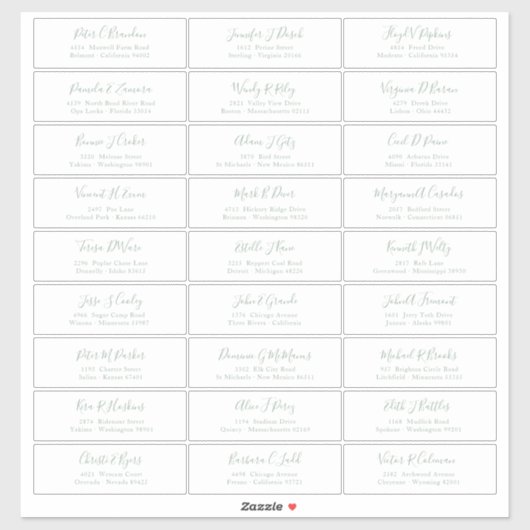 Chique groene sage script gastnamen adres Sticker (Vel)