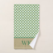 Chique groene schaakbord spa-monogram bad handdoek (Handdoek)