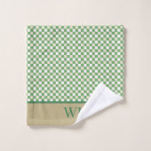 Chique groene schaakbord spa-monogram bad handdoek (Wasdoekje)
