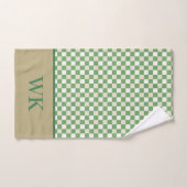 Chique groene schaakbord spa-monogram bad handdoek (Handdoek)