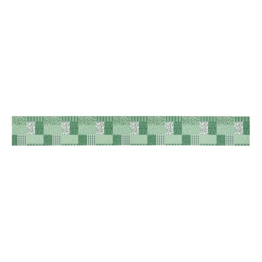 Chique Groene Shamrocks Faux Patchwork Lint (Voorkant)