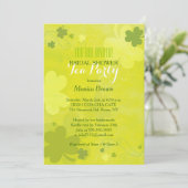 Chique Groene Shamrocks Iers Vrijgezellenfeest Tea Kaart (Staand voorkant)