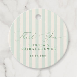 Chique groene strepen babyshower bedankkaartjes bedankjes labels