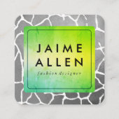 Chique groene textuur Grijze patroon Vierkante Visitekaartje (Voorkant)