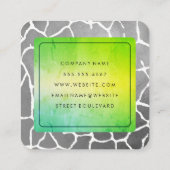 Chique groene textuur Grijze patroon Vierkante Visitekaartje (Achterkant)