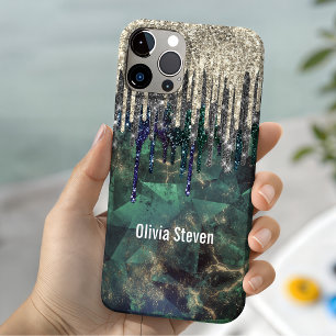 Chique groene turquoise gouden glinster druppels m Case-Mate iPhone case