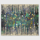 Chique groene turquoise gouden glitter druppels cadeaupapier (Vlak)