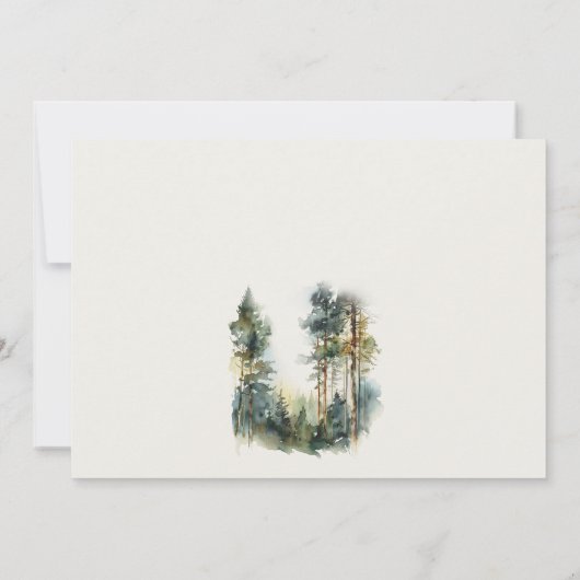 Chique groene waterverf bos baby shower kaart (Achterkant)