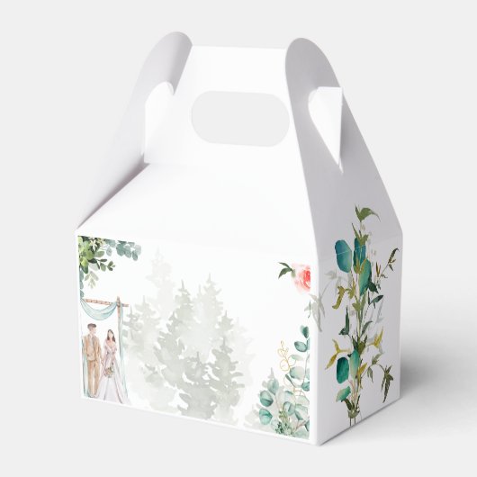 Chique groene Waterverf bruiloft gunst box Bedankdoosjes (Achterkant)