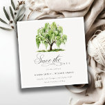 Chique Groene Waterverf Willow Tree Boerderij Brui Save The Date<br><div class="desc">Neem contact met mij op via yellowfebstudio@gmail.com voor meer aanpassingen of andere overeenkomende objecten.</div>
