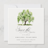 Chique Groene Waterverf Willow Tree Boerderij Brui Save The Date (Voorkant)