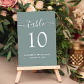 Chique groene weddingreceptie in scriptlettertype kaart