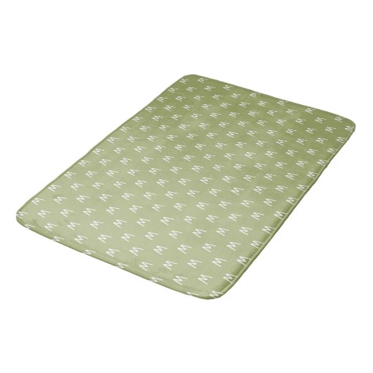 Chique groene witte monogram badmat (Gekanteld)