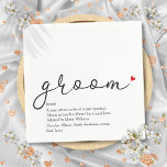 Chique Groom Definitie Stag Bachelor Script Leuk Servet<br><div class="desc">Personaliseer met de definitie van de bruidegom om creëer een uniek cadeau te geven voor vrijgezellenfeestjes en bruiloften. Een perfecte manier om hem te shows hoe geweldig hij is op zijn grote dag en een perfecte aandenken voor de rest van zijn leven. Ontworpen door Thisnotme©</div>