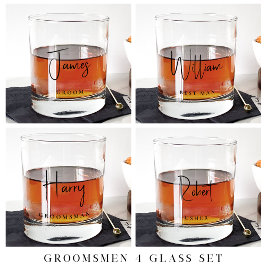 Chique Groom Groomsmen Usher Bruiloft Whisky Glas