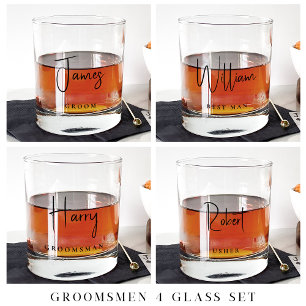 Chique Groom Groomsmen Usher Bruiloft Whisky Glas