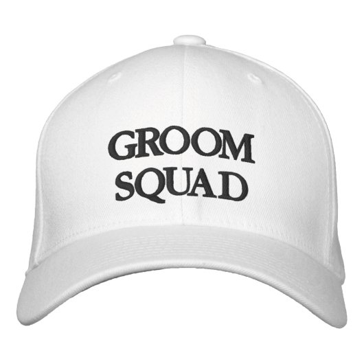 Chique Groom Squad zwart-wit bruiloft Geborduurde Pet (Voorkant)