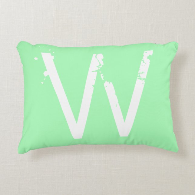 Chique Grunge Monogram Mint Groen Accent Kussen (Voorkant)
