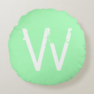 Chique Grunge Monogram Mint Groen Rond Kussen