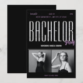 Chique grunge zwart BACHELOR PARTY herboren Kaart (Voorkant / Achterkant)