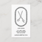 Chique haar stylist schaar salon minimaal eenvoudi visitekaartje (Achterkant)