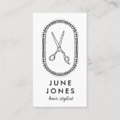 Chique haar stylist schaar salon minimaal eenvoudi visitekaartje (Voorkant)