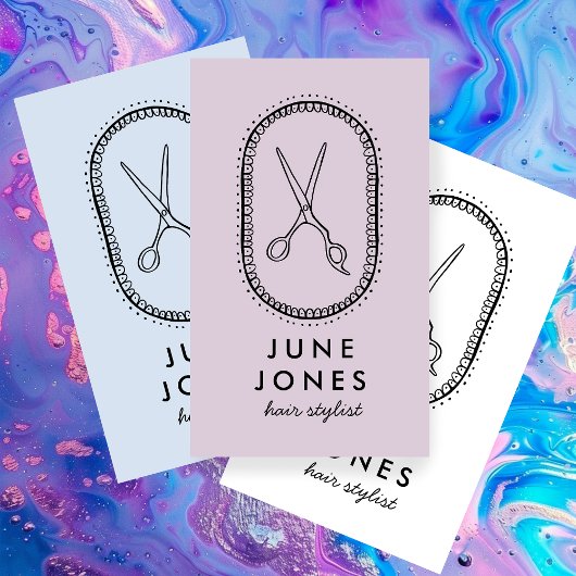 Chique haar stylist schaar salon minimaal eenvoudi visitekaartje