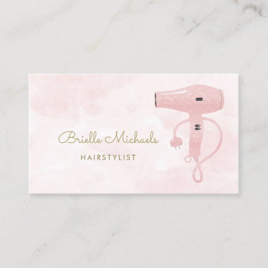 Chique Haarstylist Zachte Roze FAUX Glitter Haardr Visitekaartje (Voorkant)