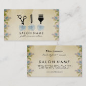 Chique  haarstyliste haarstyliste blauw roos visitekaartje (Voorkant / Achterkant)