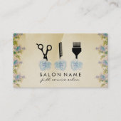 Chique  haarstyliste haarstyliste blauw roos visitekaartje (Voorkant)