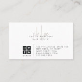 Chique haarstyliste minimalistisch monogram visitekaartje (Achterkant)
