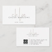 Chique haarstyliste minimalistisch monogram visitekaartje (Voorkant / Achterkant)