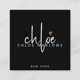 Chique haarstyliste minimalistisch monogram zwart vierkante visitekaartje