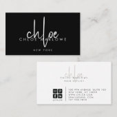 Chique haarstyliste minimalistisch monogram zwart visitekaartje (Voorkant / Achterkant)