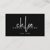 Chique haarstyliste minimalistisch monogram zwart visitekaartje (Voorkant)