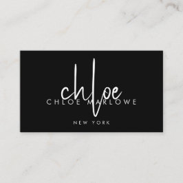 Chique haarstyliste minimalistisch monogram zwart visitekaartje
