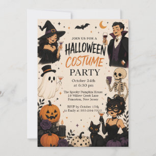 Chique Halloween Kostuumfeest Uitnodiging voor Vol