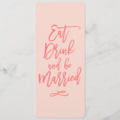 Chique hand beletterd bruiloft menu | koraal (Achterkant)