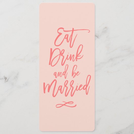 Chique hand beletterd bruiloft menu | koraal (Achterkant)