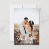 Chique hand beletterde foto bruiloft bedankkaart (Voorkant)