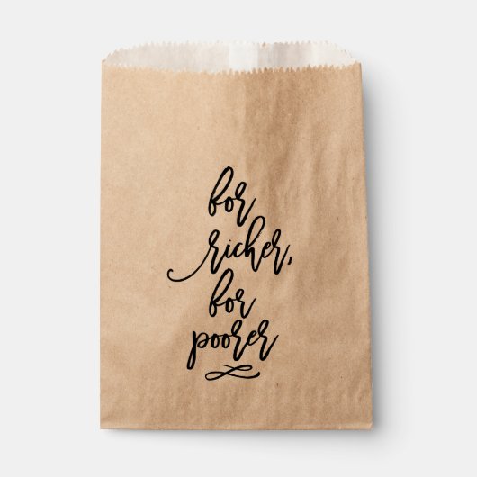 Chique hand gebeletterde bruiloft voor rijker, voo bedankzakje (Voorkant)