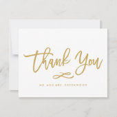 Chique hand geletterd goud dank u platte Kaart (Voorkant)