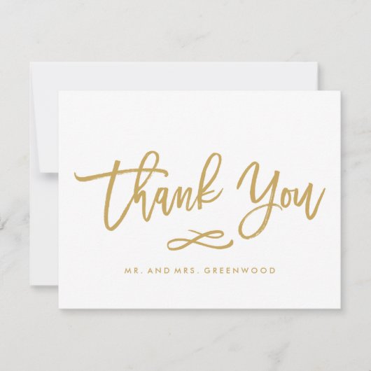 Chique hand geletterd goud dank u platte Kaart (Voorkant)