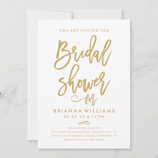 Chique hand geletterd gouden bruiloft Vrijgezellen Kaart (Voorkant)