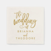 Chique hand geletterde gouden bruiloft servetten (Voorkant)