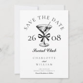 Chique Hand getrokken Martini Retro Save The Date (Voorkant)